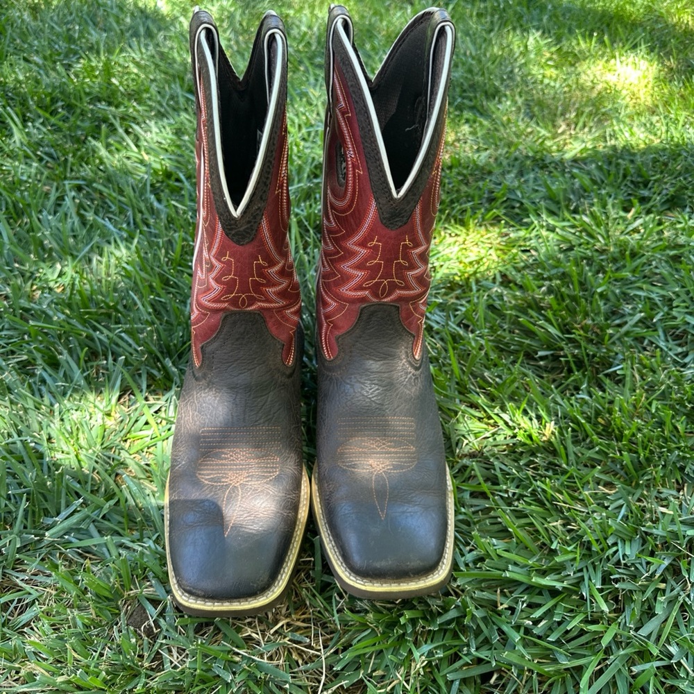 Durango Red and Brown Cowboy Boots with Square Toe